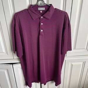 Peter Millar Men's Polo in Navy and Pink Stripes